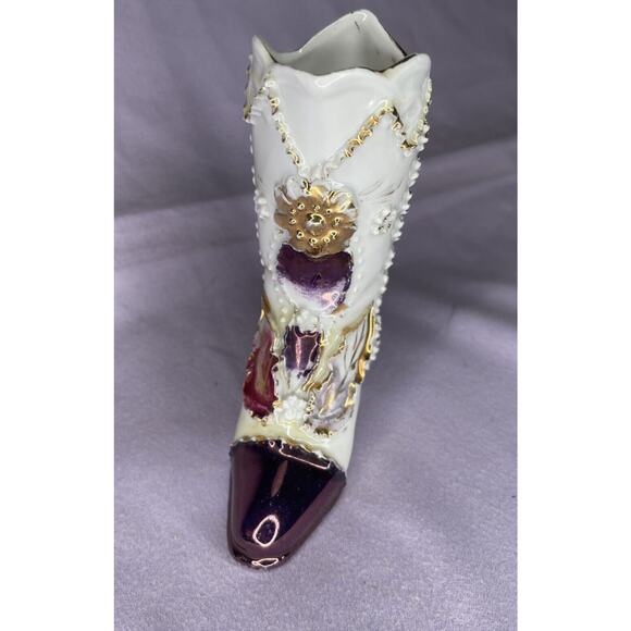 Porcelain Victorian Boot, FLOWERS 4" TALL - Picture 1 of 5